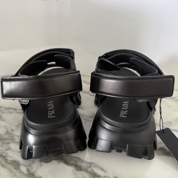 Prada 2x3077 Nappa Sport Black Leather Men\'s Sandal, US 7 (P-6) main image 5